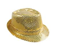 P'TIT CLOWN - 20190 - Chapeau Borsalino à Sequins - Sequins Hat - Carnaval, Festival, Nouvel An, Fêtes à Thèmes, Soirée Déguisée, Disco, Paillettes, Mariage, EVG - Adulte Unisexe - Or Brillant