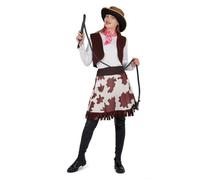 Déguisement - PTIT CLOWN - Cowgirl Femme - Marron - Polyester - Complet (chapeau, bandana, haut, gilet, jupe) L/XL