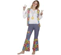 Déguisement - PTIT CLOWN - Hippie Années 60 - Taille L/XL - Multicolore - Inclus: chemise, pantalon, collier L/XL