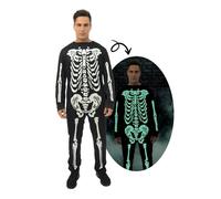 Déguisement - PTIT CLOWN - Squelette phosphorescent adulte - Léger et confortable - Polyester - Taille adulte S/M