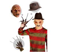 Déguisement Pull de Freddy Krueger homme avec chapeau, gant et masque 120568 Déguisement accessoires- Halloween, carnaval et fêtes M
