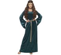 Smiffys Costume demoiselle médiévale, Vert, avec robe et bandeau Halloween