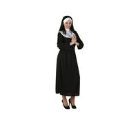 Atosa | Déguisement de nonne Femme Adulte | Voile blanc et robe noire à col | Costume religieux catholique pour fête costumée, Halloween et carnaval | Manchon de rangement pratique | M-L