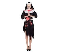 Déguisement Religieuse Ensanglantée Femme - PTIT CLOWN - Costume Adulte Halloween, Cospaly, Fête Costumée, Soirée Déguisée - Noir S/M