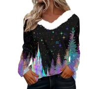Deguisement Renne Femme Joli Pull de Noel Deguisement Grande Taille Women Pul Famille Drole Pull Polaire Moche Laine Paillettes Hiver Rigolo Déguisement Vetement de Noel Femme XL