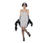 Déguisement Robe Charleston Argent Femme Gris, Argent