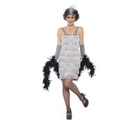 Déguisement Robe Charleston Argent Femme Gris, Argent