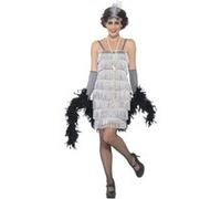 Smiffy's Déguisement Jeune fille délurée Années 20 Argent robe courte bandeau gants Halloween