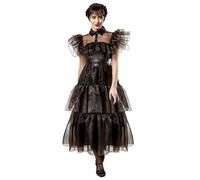 Déguisement robe de bal - RUBIES - Robe Mercredi Addams - Satin noir - Tulle bouffant - Ceinture incluse L