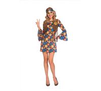 Déguisement Robe Hippie Groovy Femme Marron, Chocolat
