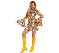 Widmann - Déguisement Groovy Bubbles années 70 - Robe motif circulaire manches trompettes Femme XL