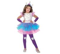 amscan 9903536 Robe tutu licorne colorée avec bandeau, leggings et manchettes - 8-10 ans - 1 pièce