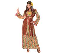 Déguisement Robe Longue Hippie À Franges Femme Small Marron