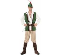 DEGUISE TOI - Déguisement robin des bois homme - Tunique - Chapeau - Ceinture - Pantalon - Sur-bottes - L - Vert - Déguisements adultes - 100% Polyester - A la main - Carnaval
