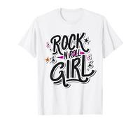 Déguisement Rock N Roll Fille Rétro Graffiti Rock Musique Rose T-Shirt