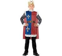 Smiffys Costume roi Arthur médiéval, Rouge, avec tunique, cape et couronne Halloween