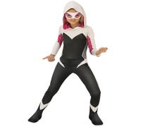 Rubies Déguisement Spider Gwen Classic pour filles, Jumpsuit avec capuche attachée, couvre-bottes et anti-face, Official Marvel, Spider-Man, pour carnaval, Halloween, Noël et anniversaire