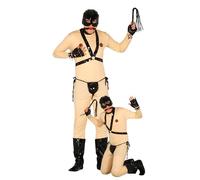 Fiestas Guirca - Costume Bondage Adulte (52-54/L) - Harnais/masque/combinaison/baillon/string - Noir