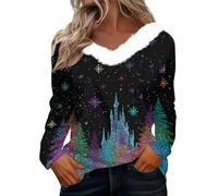 Deguisement Sapin Renne Pull Noël Chic Femme Long Moche Vetements Mode Tenue Grande Taille Lumineux Sweat Neige Adulte Pull Noël Lumineux Couple Costume Renne XXL