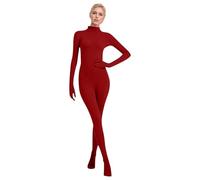Deguisement seconde peau multicolore femme combinaision invisible originaux et drôle costume de photographie complète du corps chromakey accessoire halloween carnaval cosplay de fete (Red, XXL)