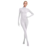 Deguisement seconde peau multicolore femme combinaision invisible originaux et drôle costume de photographie complète du corps chromakey accessoire halloween carnaval cosplay de fete (White, XL)