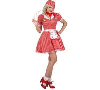 Déguisement Serveuse Années 50 - WIDMANN - Rouge - Intérieur - Qualité - Soirées à thème XS
