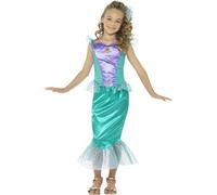 Smiffys Costume sirène Deluxe, vert, avec robe et pince à cheveux Halloween, Carnaval