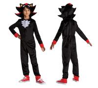 Déguisement Sonic 3 Shadow pour enfants, combinaison officielle Sonic le hérisson par Disguise, tissu doux, capuche en tissu avec plumes dimensionnelles et oreilles, unisexe pour enfants de 4 à 5 ans