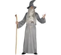 FIESTAS GUIRCA | Costume de Magicien Médiéval pour Adolescent (14-16 Ans) - Comprend Tunique, Chapeau et Ceinture - Idéal pour Halloween - Costumes de Sorcier et Sorcière - Gris