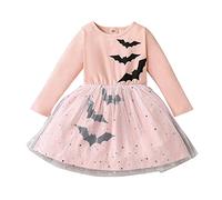 Deguisement Sorciere 12 Ans Jupe Plissée Mi Longue Noire Enfant en bas âge enfants filles infantile à manches longues dessin animé Halloween chauve-souris Robe Pastel Bebe Fille 9 Mois 2-3 ans