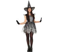 Déguisement Sorcière Araignée Robe Argent Ado Gris, Argent
