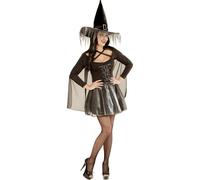 Widmann Silver Glimmer Witch (Shirt, Skirt, Cape, Hat) (M) Silver