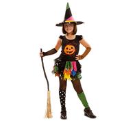 Déguisement Sorcière Citrouille Fille Halloween 5 À 6 Ans Noir