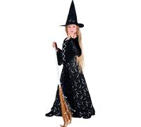 Déguisement Sorcière Demi-Lune Fille Halloween - Taille: 7-9 Ans (122-134 Cm) Noir