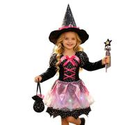 Deguisement Sorciere Enfant,DéGuisements De Princesse Filles Tenue De Conte FéErique Ensemble Jeu De RôLe Avec Chaussures Assorties Parfaite Pour ActivitéS Et RepréSentations ThéâTrales Confection