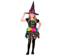 Déguisement sorcière fashion color - WIDMANN - Robe et chapeau - Noir - Enfant - 5 ans et plus 5-7 ans