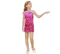 Deguisement Sorciere Fille-Robe Nuisette à Paillettes et imprimé léopard métallisé pour Filles-sans Manches-Bretelles Spaghetti-Mini Robe de soirée pour Tout-Petits (3-4Years)