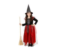 Déguisement Sorcière Noire Et Rouge Fille Halloween - 81887 - 5 À 7 Ans - Port 0¿