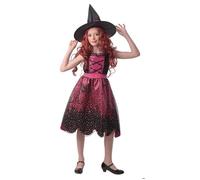 Déguisement sorcière - PTIT CLOWN - Sorcière rose fille - Robe rose/noire - Chapeau inclus - Polyester 7-9 ans