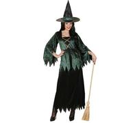 Déguisement Sorcière Verte Velours Et Noire Femme Halloween, Taille Xl Noir