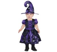 Fiestas Guirca – Costume de sorcière Lila bébé (18-24 mois), chapeau et robe, noir et violet