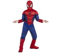 RUBIE'S SPIDER-MAN - Marvel officiel - Déguisement pour enfant de luxe Spider-Man. Taille 5-6 ans. Costume avec combinaison aux muscles rembourrés + cagoule attache velcro + couvre-bottes intégrés
