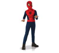 RUBIES - SPIDER-MAN - Marvel officiel - Déguisement pour enfant entrée de gamme rouge et bleu - Taille 5-6 ans. Costume avec combinaison et sa cagoule attache velcro - Pour Anniversaire, Carnaval