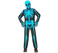 Déguisement Squelette Bleu Fluo Enfant - Taille: 14-16 Ans (164 Cm) Bleu