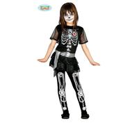Déguisement Squelette Brillant - 5-6 Ans - Costume 2 pièces - Blanc et Noir