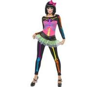 Déguisement squelette coloré femme Halloween Large G