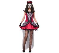 Déguisement Squelette Coloré Rouge Femme Dia De Los Muertos Xl Rouge