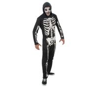 DÉGUISEMENT SQUELETTE COMBINAISON CAPUCHE HOMME XL Noir L