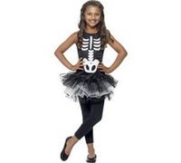 Smiffys Costume tutu de squelette, Noir & blanc, avec robe tutu imprimée Halloween