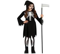 FIESTAS GUIRCA Costume Squelette - Robe Noire La Mort - Déguisement Halloween Fille 3-4 Ans